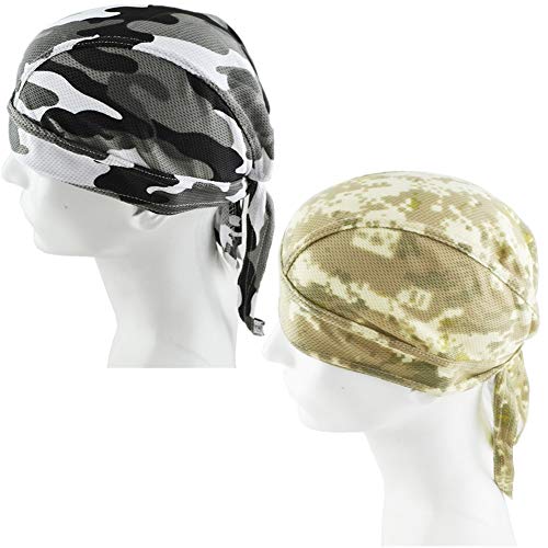 GUIFIER Gorro Bandana Ciclismo Sombrero Pirata Hombre,Anti-UV Pañuelo Bandana Gorros Deportivos para Correr, Bicicleta, Moto o como pañuelo para Hombres y Mujeres utilizar debajo del casco (Camuflaje)