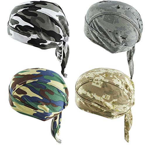 GUIFIER Gorro Bandana Ciclismo Sombrero Pirata Hombre,Anti-UV Pañuelo Bandana Gorros Deportivos para Correr, Bicicleta, Moto o como pañuelo para Hombres y Mujeres utilizar debajo del casco (Camuflaje)