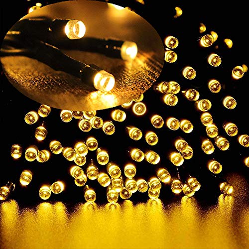 Guirnalda Luces Exterior Solares,Mobiut Cadena de Luz Solar 27 M/88ft 250 LED Luz Solar de Exterior Resistente Al Agua Luces de Hadas Estrelladas para Navidad, Fiestas, Patio,Jardines-Blanco cálido