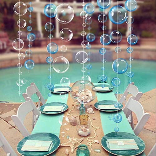 Guirnaldas de burbujas transparentes azules para decoración de fiestas, para colgar, con diseño de burbujas flotantes para decoración de la sirena, para el bajo el mar, cumpleaños, el hogar