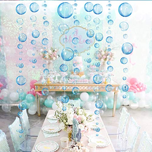 Guirnaldas de burbujas transparentes azules para decoración de fiestas, para colgar, con diseño de burbujas flotantes para decoración de la sirena, para el bajo el mar, cumpleaños, el hogar