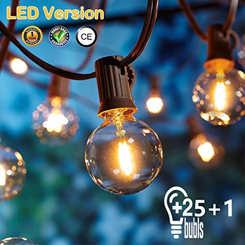 Guirnaldas luminosas de exterior,[LED Versión] OxyLED G40 7,62 Metros 25 bombillas Luces de la secuencia del jardín al aire libre,Decorative String Luces,Garden Terrace Luces de patio de Navidad