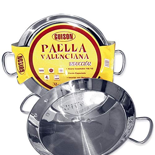 Guison 74046 Paella Valenciana Acero Inoxidable Inducción, Plateado, 46 cm