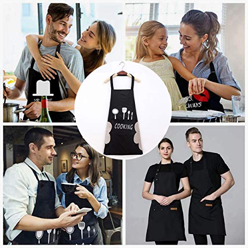 Guizu Delantales Impermeables Ajustables del Cocinero con Bolsillo Cocina de Cocina para Mujeres Hombres,Delantal Chefs Cocina para Cocinar/Hornear (Negro)