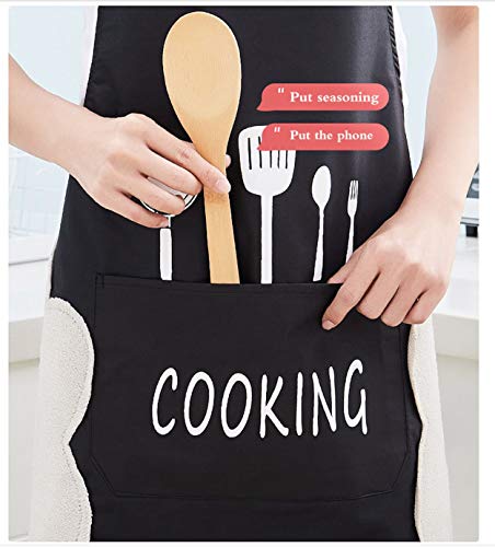 Guizu Delantales Impermeables Ajustables del Cocinero con Bolsillo Cocina de Cocina para Mujeres Hombres,Delantal Chefs Cocina para Cocinar/Hornear (Negro)