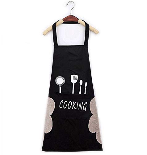 Guizu Delantales Impermeables Ajustables del Cocinero con Bolsillo Cocina de Cocina para Mujeres Hombres,Delantal Chefs Cocina para Cocinar/Hornear (Negro)