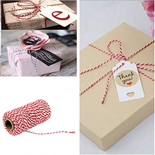 Gukasxi 300M Christmas Twine String, Craft String Cotton Thread Twine Red White Green Striped String para Hornear, carnicerías, Manualidades de Bricolaje y Envoltura