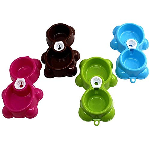 Gulunmun Platos para Perros Platos para Gatos Pet Dog Cat Bowl   Plato De Negocios Alimentador De Agua Fuente Oso Doble Bowl Hot Puppy Dog Cat Bowl @ D