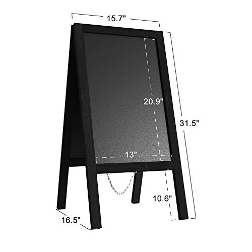 GUOHONG Carteles de tablero de pavimento de pizarra con marco en A con cadena Tablero de sándwich de doble cara 40 * 80 cm para bodas en restaurantes (negro)