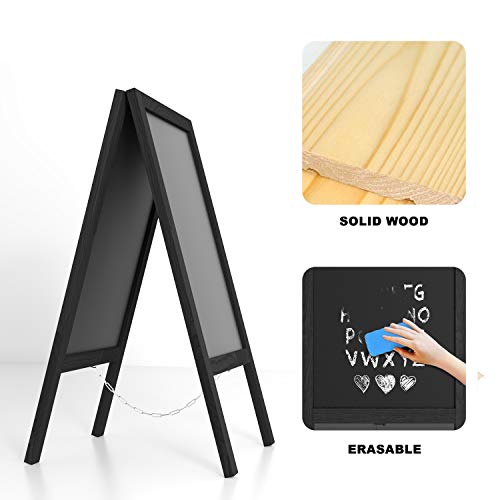 GUOHONG Carteles de tablero de pavimento de pizarra con marco en A con cadena Tablero de sándwich de doble cara 40 * 80 cm para bodas en restaurantes (negro)