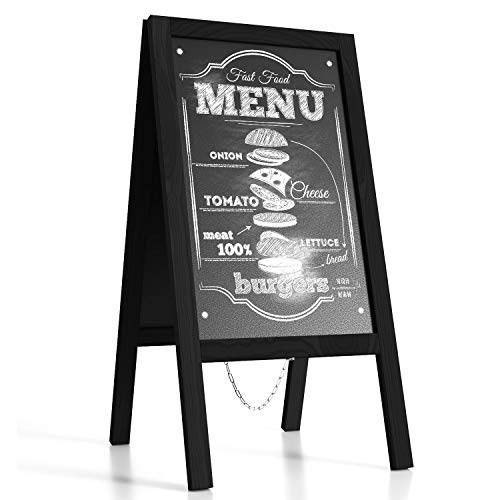 GUOHONG Carteles de tablero de pavimento de pizarra con marco en A con cadena Tablero de sándwich de doble cara 40 * 80 cm para bodas en restaurantes (negro)