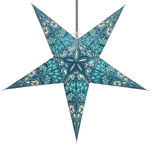 Guru-Shop Papel de Adviento Plegable Starlight Star, Christmas Star Nestor Turquesa-verde, 60x60x20 cm, Estrellas de Papel - Multicolor
