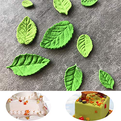 Gurxi Hojas 3D Confitería Fondant Molde de Silicona Molde de Galletas Hojas 3D Confitería Fondant Molde Chocolate Forma Diy para Decorar Tortas Pan Jalea Acondicionamiento Alimentos Chocolate 4 Piezas