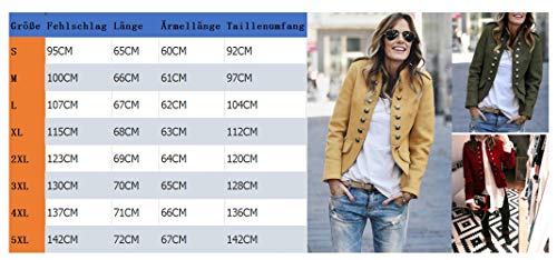 GWEI - Elegante chaqueta de traje para mujer con botones, estilo militar, corte ajustado, para el tiempo libre, para el cuello alto, para el trabajo, la oficina verde M