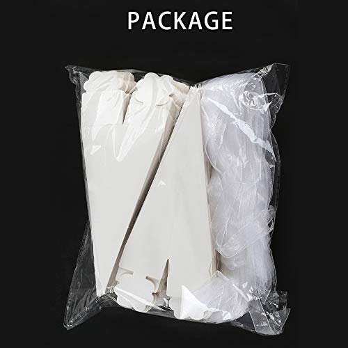 GWHOLE 100 Piezas Conos Arroz Boda Cajas Regalo Blanca para Cucuruchos Pétalos Confeti, Caramelos, Comunión, Boda Recuerdo, Invitados de boda - con Lazo Suave