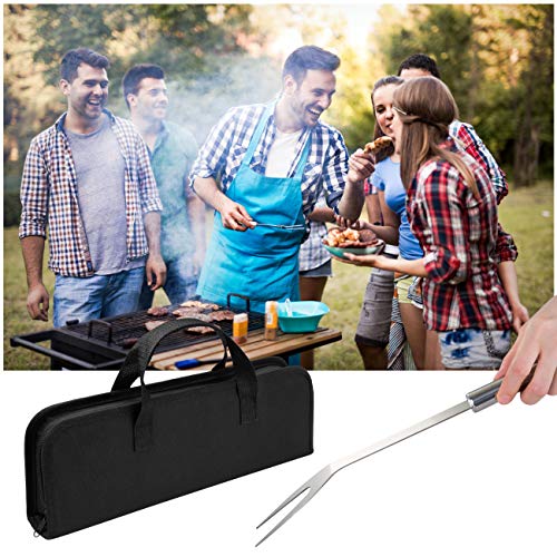 GWHOLE Kits de Barbacoa 5 Piezas Utensilios para BBQ de Acero Inoxidable, Barbacoa Espátulas Pinza Cepillos de Silicona Tenedor Kit de Herramientas con Bolsa Portátil