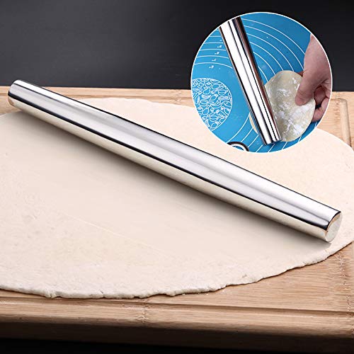 GWHOLE Rodillos de Amasar 32cm de Acero Inoxidable Rodillos de Metal para Repostería Cocina Pizza Tartas Galletas Fondant