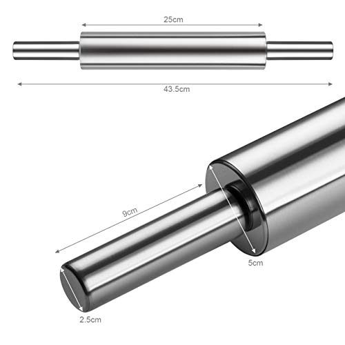 GWHOLE Rodillos de Amasar 43cm de Acero Inoxidable Rodillos con Mangos de Metal para Repostería Fácil de Limpiar