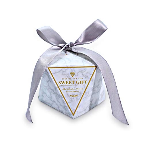 Gwolf Cajas de regalo de boda, 50 cajas de regalo pequeñas para regalos Cajas de golosinas decorativas Caja de regalo de galletas para tartas, Cajas de regalos con cintas para regalos de bodas