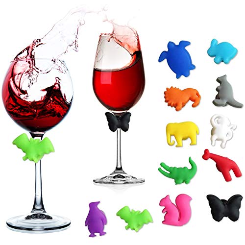 Gwolf Marcadores de Copas, 23 Piezas Marcadores de Silicona para Vidrio Marcadores de Silicona para Bebidas Identificador de Copa de Vino Marcadores de Copa de Vino Reconocimiento de Silicona