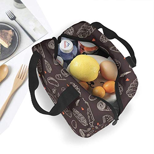 GYTHJ Bolsita de almuerzo de colección dibujada a mano de panadería para mujer Bolsa de almuerzo elegante Bolsa de almuerzo aislada Caja de almuerzo Contenedor de almuerzo aislado