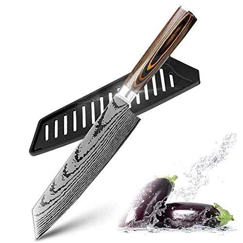 GZSC Cuchillo láser Lijado Cuchillo de Cocina Cuchillos del Cocinero japonés 7Cr17 440C Alto Contenido de Carbono del Acero Inoxidable de imitación de Damasco (Color : 5 santoku Knife)