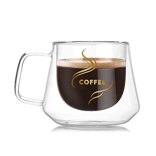 GZSC Reutilizable Taza de café Nueva Taza de Vidrio de Doble Pared de 200 ml Tazas de Oficina Aislamiento térmico Taza de café Doble Taza de Vidrio de café Drinkware Envío de Gota de Leche