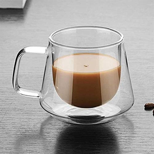 GZSC Reutilizable Taza de café Nueva Taza de Vidrio de Doble Pared de 200 ml Tazas de Oficina Aislamiento térmico Taza de café Doble Taza de Vidrio de café Drinkware Envío de Gota de Leche