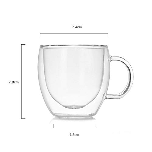 GZSC Reutilizable Taza de café Taza de Vidrio de Doble Pared 150 ml Mini Tazas y Tazas for té de café Taza de Leche con Mango Oficina de Viaje al Aire Libre Drinkware (Capacity : 150ml)