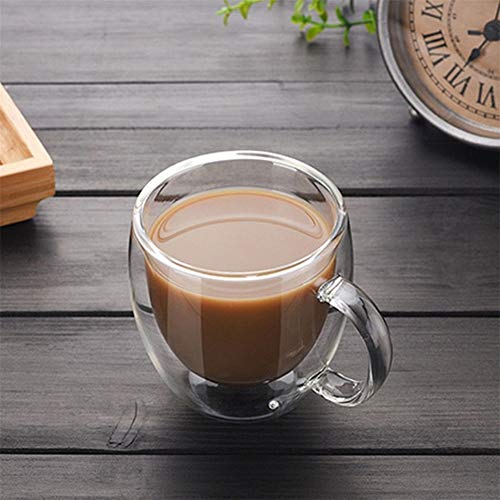 GZSC Reutilizable Taza de café Taza de Vidrio de Doble Pared 150 ml Mini Tazas y Tazas for té de café Taza de Leche con Mango Oficina de Viaje al Aire Libre Drinkware (Capacity : 150ml)