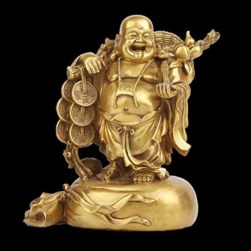 H-ei Latón estatuas de Buda Fengshui for Lucky y Felicidad, de Oro de Risa de Figuras de Buda Llevar Bolso Dinero