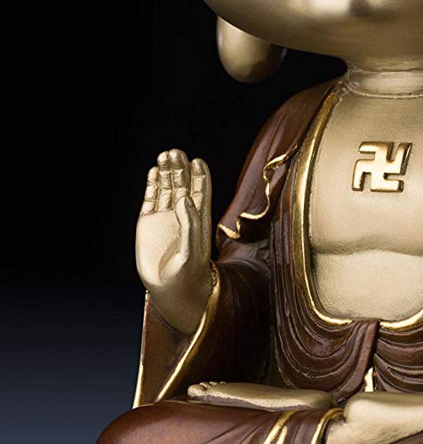 H-ei Meditar Buda Shakyamuni Estatua, de 12 Pulgadas de latón estatuilla de Buda con Base de Madera