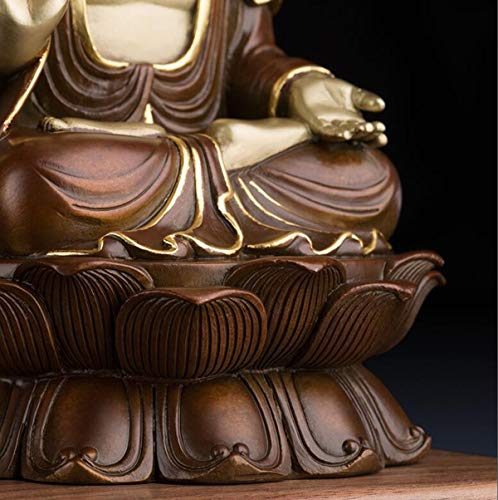 H-ei Meditar Buda Shakyamuni Estatua, de 12 Pulgadas de latón estatuilla de Buda con Base de Madera