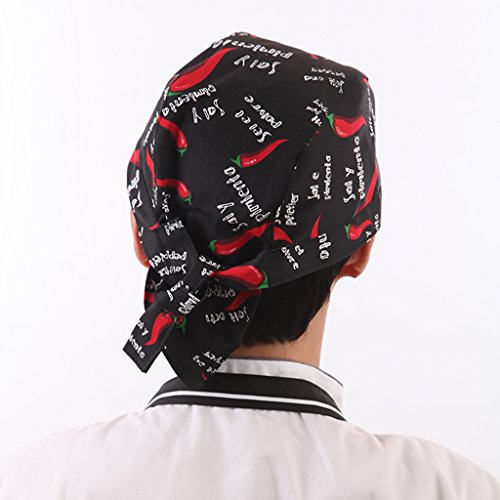 H HILABEE Unisex Catering Chef's Bandana Hat Head Do Tied Caps Chef Escudo Escudo M