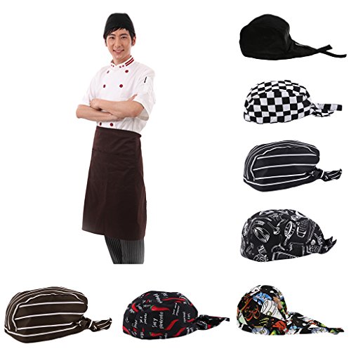 H HILABEE Unisex Catering Chef's Bandana Hat Head Do Tied Caps Chef Escudo Escudo M