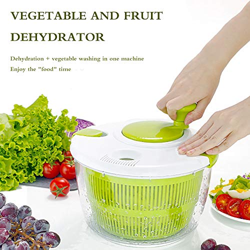 HaavPoois Secadora Giratoria De Ensaladas, 5 litros, Deshidratador De Alimentos, Frutas Y Verduras, Secado Rápido, Multifuncional, Multifuncional, Manual, para Cocina, para Ensaladas Domésticas