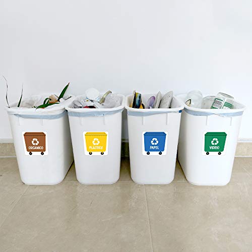 Haberdashery Online Etiquetas Adhesivas para Reciclaje Personalizadas | 5 Pegatinas con tu Texto para la gestión de residuos Modelo: XS (XS)