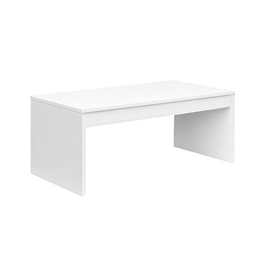 Habitdesign 001638BO - Mesa de Centro elevable, mesita Mueble Salon Comedor, Medidas: 102 cm (Ancho) x 50 cm (Fondo) x 43/52 cm de (Alto) (Blanco Brillo)