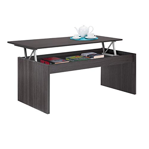 Habitdesign 001638G - Mesa de Centro elevable Modelo Zenit, mesita Mueble Salon Comedor Acabado en Gris Ceniza, Medidas: 102 cm (Ancho) x 43/52 cm de (Alto) x 50 cm (Fondo)