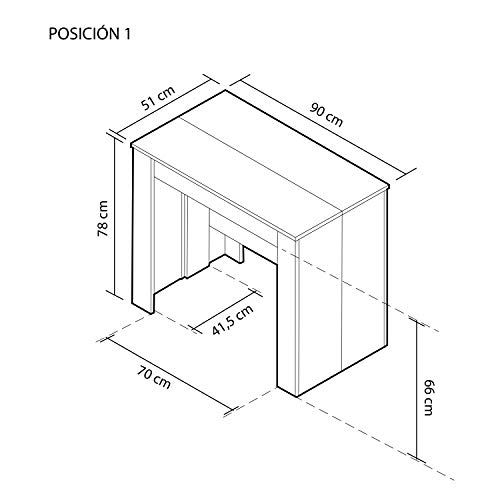 Habitdesign 004580F - Mesa de Comedor Consola, Mesa Extensible, Mesa para Salon recibidor o Cocina, Acabado en Roble Canadian, Medidas: 50/235 cm (Largo) x 90 cm (Ancho) x 78 cm (Alto)