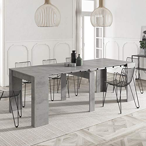 Habitdesign 004580L - Mesa de Comedor Consola, Mesa Extensible, Mesa para Salon recibidor o Cocina, Acabado en Gris Cemento, Medidas: 50/235 cm (Largo) x 90 cm (Ancho) x 78 cm (Alto)