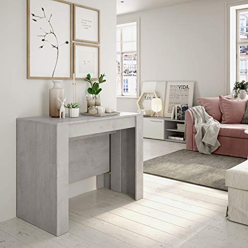 Habitdesign 004580L - Mesa de Comedor Consola, Mesa Extensible, Mesa para Salon recibidor o Cocina, Acabado en Gris Cemento, Medidas: 50/235 cm (Largo) x 90 cm (Ancho) x 78 cm (Alto)