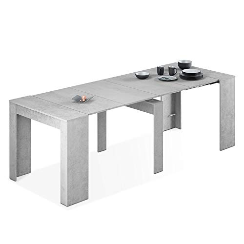 Habitdesign 004580L - Mesa de Comedor Consola, Mesa Extensible, Mesa para Salon recibidor o Cocina, Acabado en Gris Cemento, Medidas: 50/235 cm (Largo) x 90 cm (Ancho) x 78 cm (Alto)