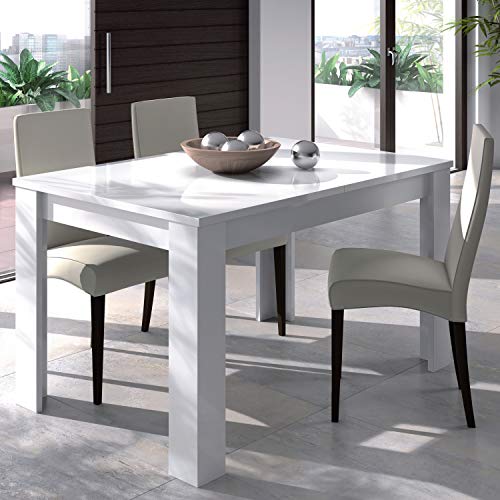 Habitdesign 004586A - Mesa de Comedor Extensible, Mesa salón o Cocina, Acabado en Color Blanco Artik, Modelo Kendra, Medidas: 140-190 cm (Largo) x 90 cm (Ancho) x 78 cm (Alto)