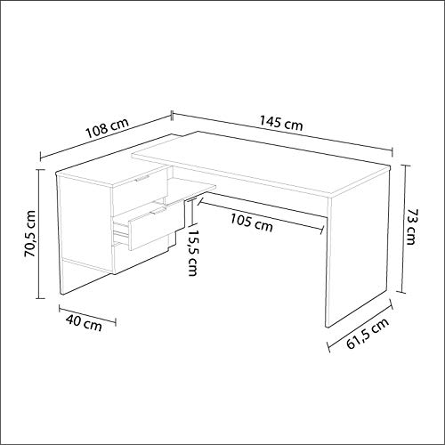 Habitdesign 0F4655A - Mesa Office, Mesa despacho Ordenador Modelo BUC 3 cajones, Color Blanco Artik y Roble Canadian