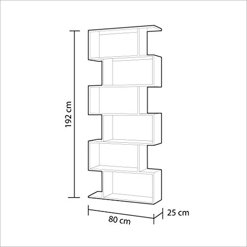 Habitdesign 301011BO - Estantería Athena alta, Blanco Brillo, 80 x 25 x 192 cm