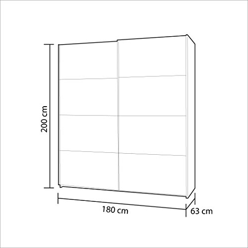 Habitdesign ARC180BO - Armario Dos Puertas correderas, Armario Dormitorio Acabado en Color Blanco Brillo, Medidas: 180 (Largo) x 200 (Alto) x 63 cm (Fondo)