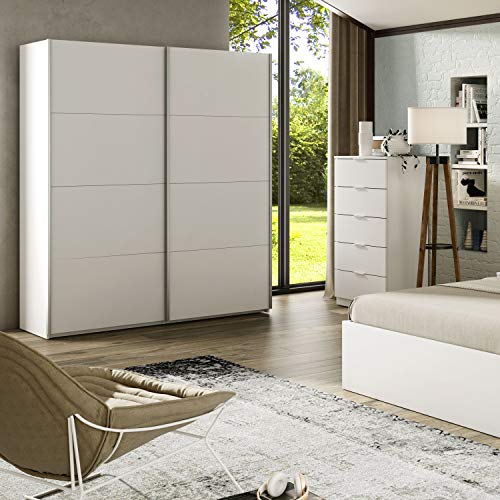 Habitdesign Armario con Dos Puertas correderas, Modelo Hera, Acabado en Blanco artik, 150 x 200 x 60 cm