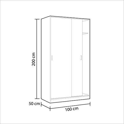 Habitdesign MAX019O - Armario Dos Puertas correderas, Color Blanco Mate, Medidas: 100x200x50 cm de Fondo