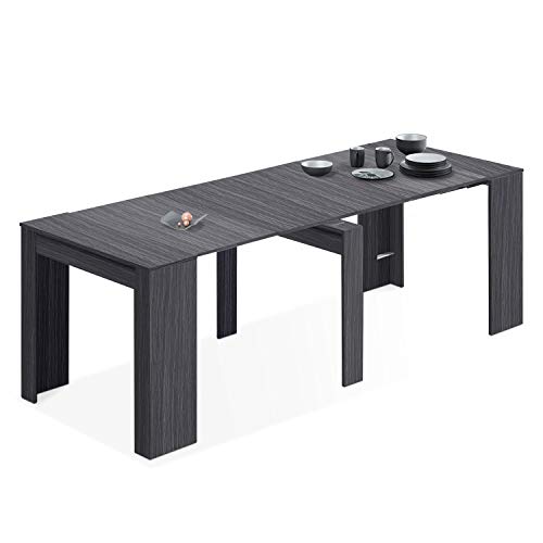 Habitdesign - Mesa de Comedor Consola, Mesa Extensible, Mesa para Salon recibidor o Cocina, Acabado en Gris Ceniza, Medidas: 50/235 cm (Largo) x 90 cm (Ancho) x 78 cm (Alto)